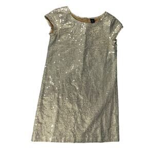 Gap Kids Gold Holiday Dress XL (12) Metallic Textured Short Sleeve Party Formal
